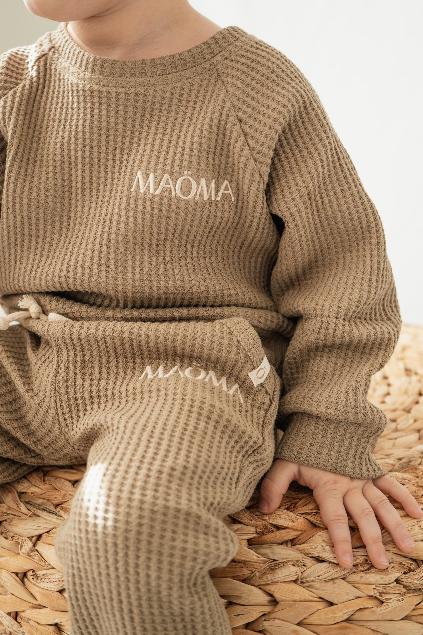 Ensemble gaufré à 2 pièces manches longues pour enfant - Olive