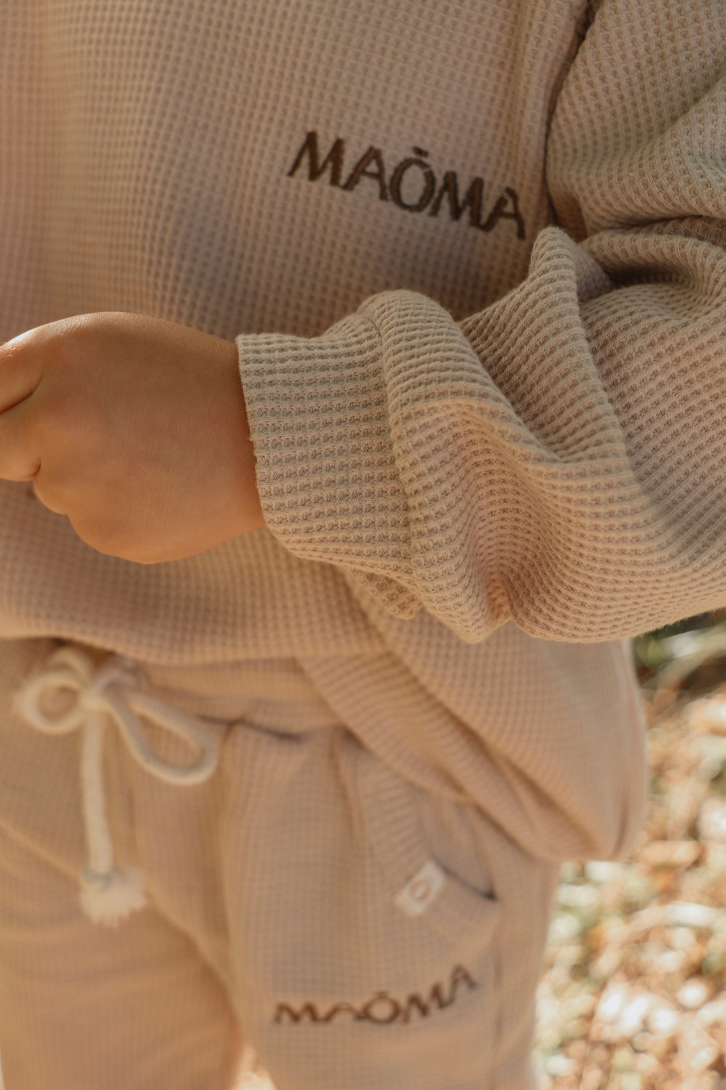 Ensemble gaufré à 2 pièces manches longues pour enfant - Beige