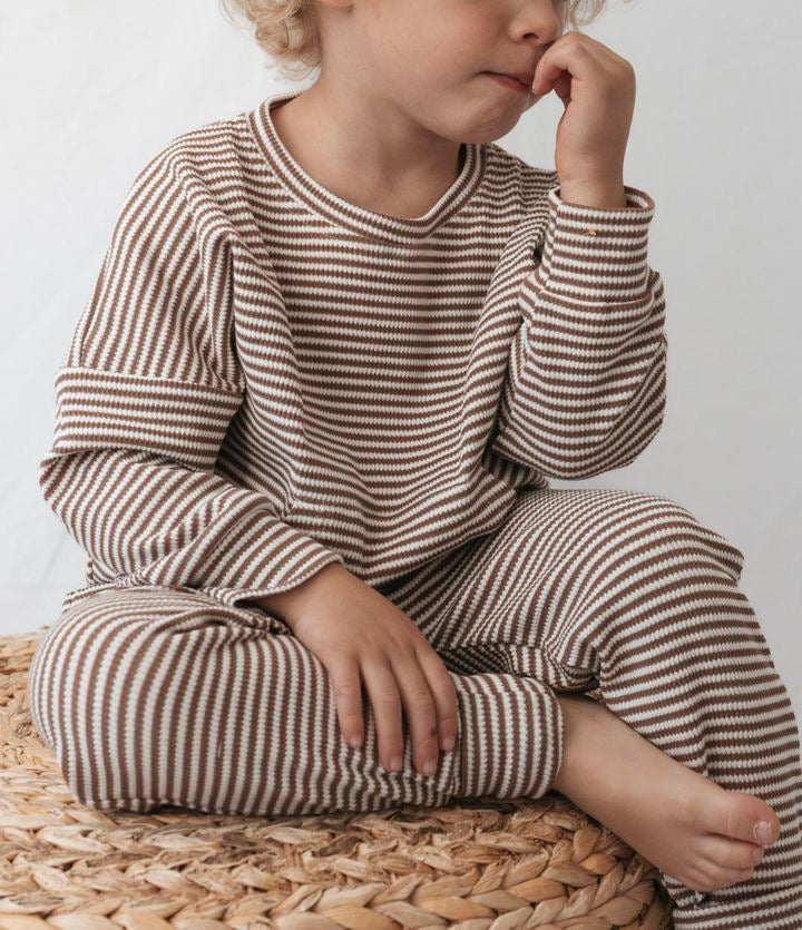 Ensemble gaufré évolutif à 2 pièces manches longues pour enfant - Macaron